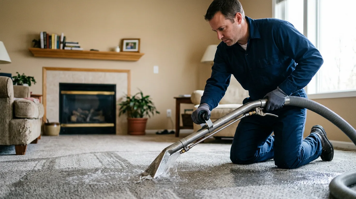 Water damage restoration technician working near Hobson, TX